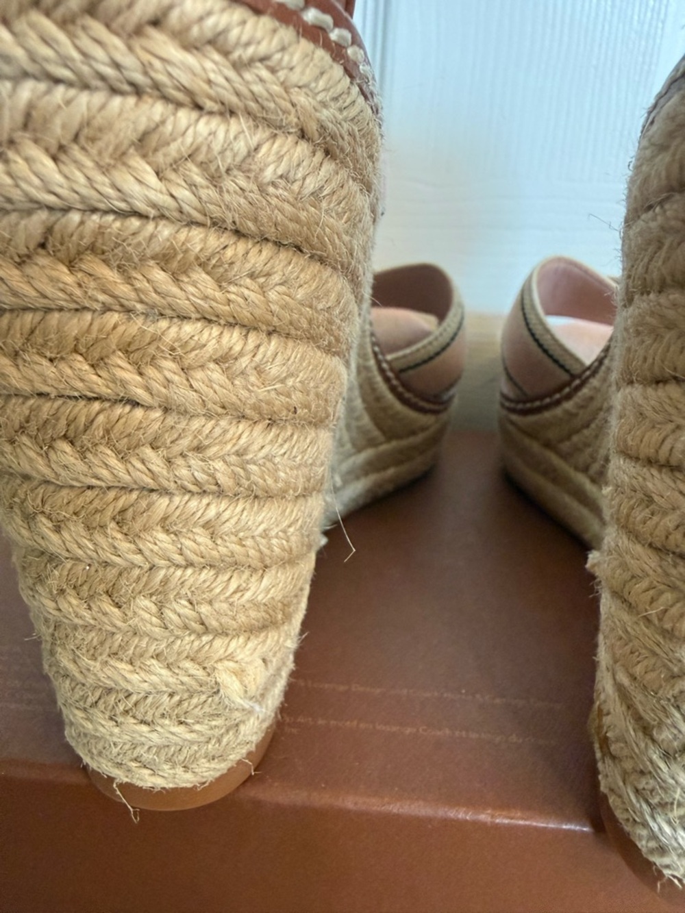 Tory Burch Espadrille Wedge Sandals Blush Pink Size 8.5 - Picture 7 of 11